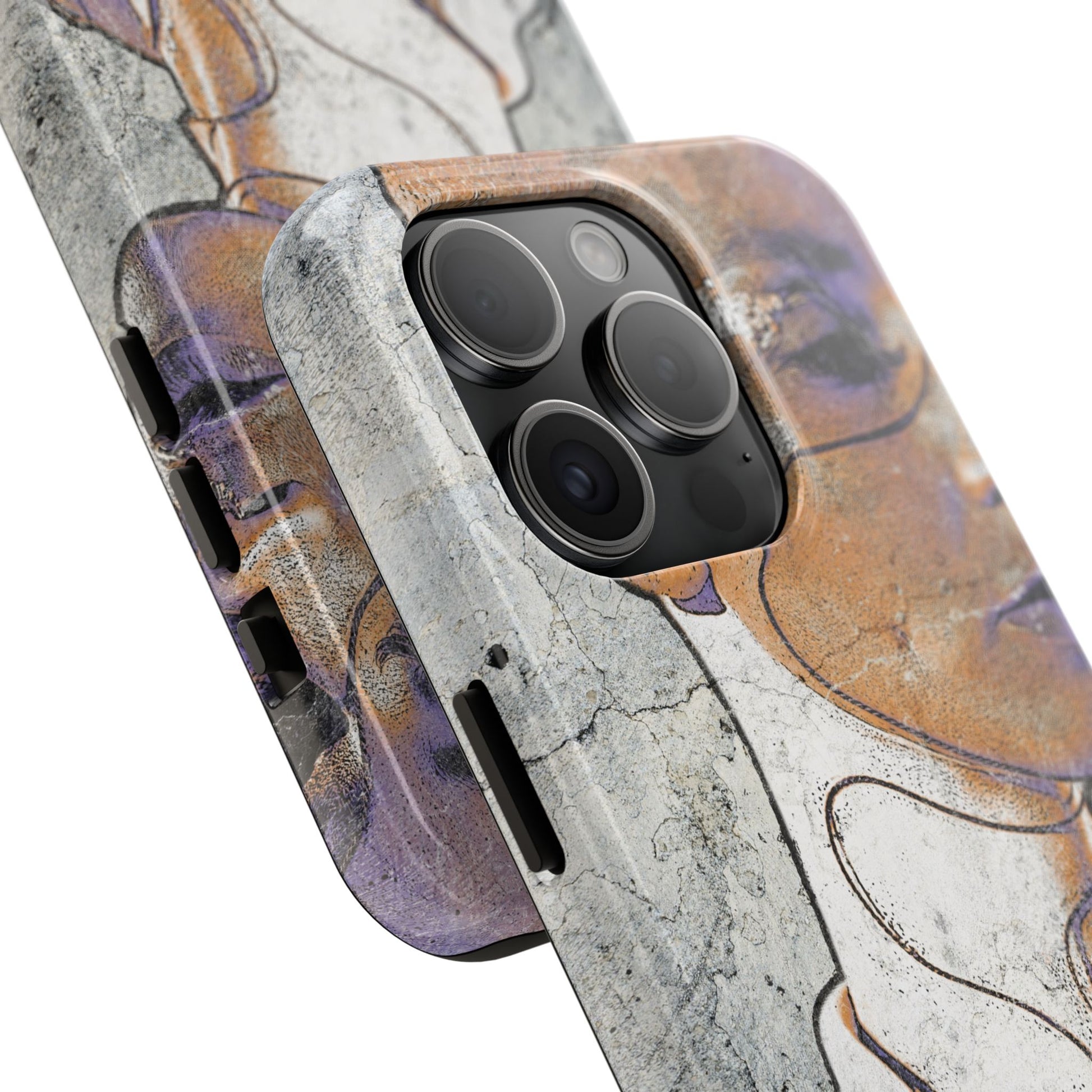 Close-up of phone case side and camera cutout showing glossy finish and texture